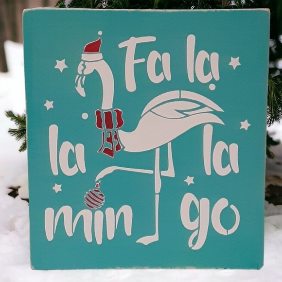 Coastal Christmas Wood Sign 6" Painted Beach Ocean Tiered Tray Shelf Sitter - Picture 7 of 13